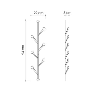 Appendiabiti Fani, Attaccapanni, Portabiti multiuso, Appendiabiti da parete, 22x5h94 cm, Nero