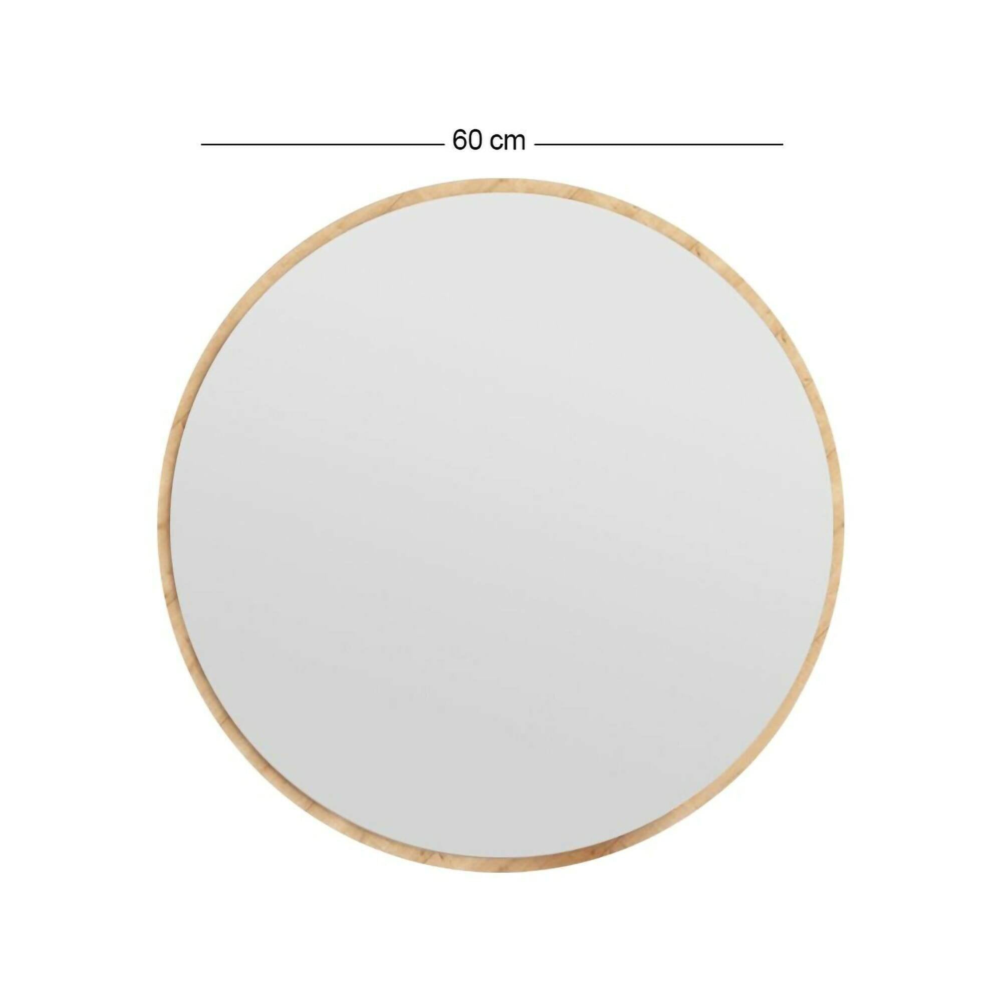 Specchio Adelasia, Specchiera, Articolo d'arredo a muro, Decorazione con specchio, 60x2h60 cm, Rovere