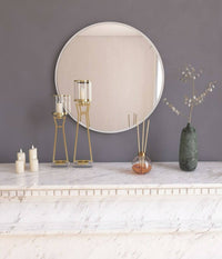 Specchio Adelasia, Specchiera, Articolo d'arredo a muro, Decorazione con specchio, 60x2h60 cm, Bianco