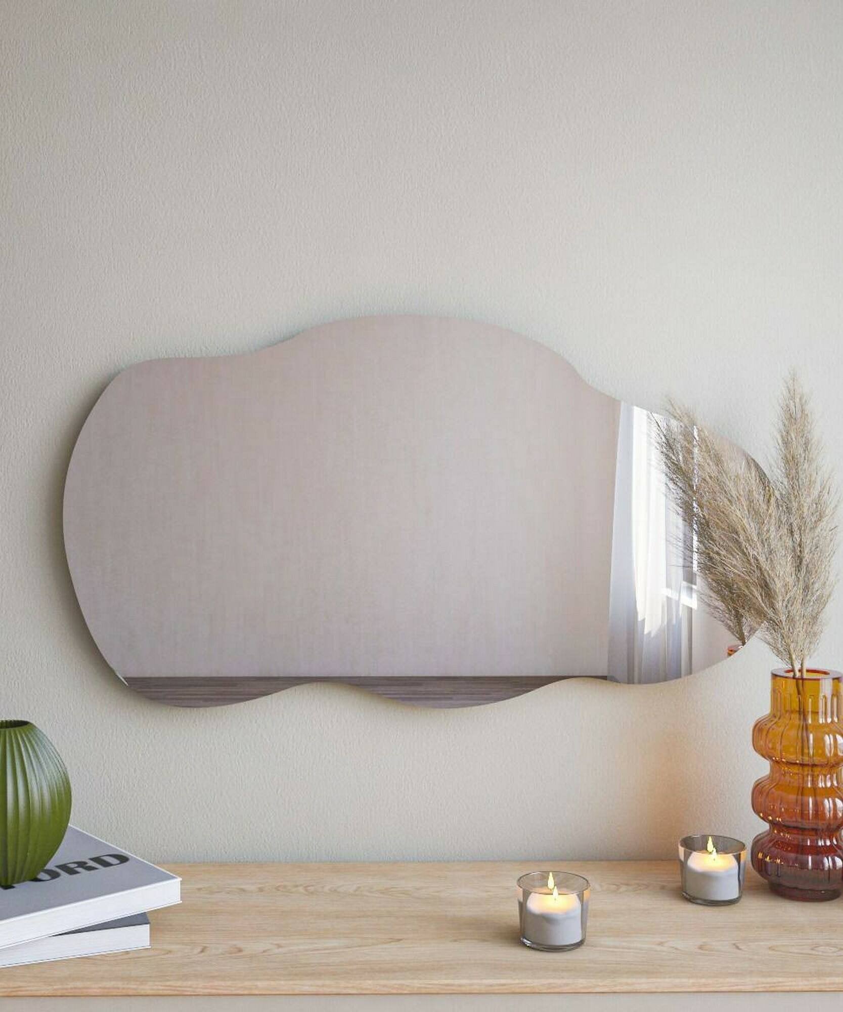 Specchio Saburo, Specchiera, Articolo d'arredo a muro, Decorazione con specchio, 40x2h72 cm, Nero