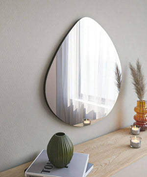 Specchio Eusebia, Specchiera, Articolo d'arredo a muro, Decorazione con specchio, 60x2h60 cm, Nero