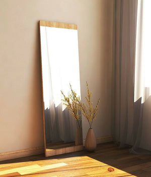 Specchio Fiammetta, Specchiera, Articolo d'arredo a muro, Decorazione con specchio, 40x2h120 cm, Rovere