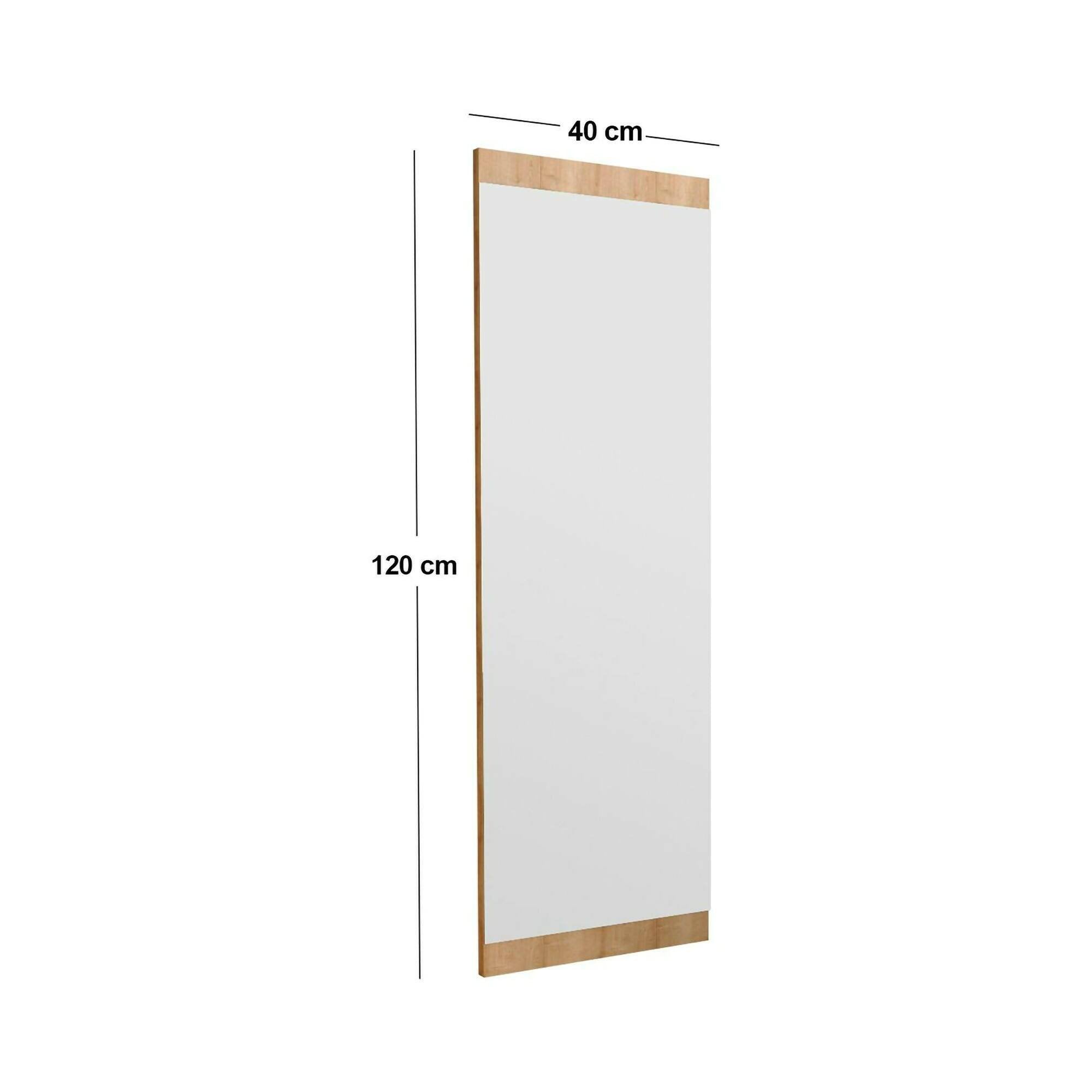 Specchio Fiammetta, Specchiera, Articolo d'arredo a muro, Decorazione con specchio, 40x2h120 cm, Rovere
