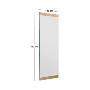 Specchio Fiammetta, Specchiera, Articolo d'arredo a muro, Decorazione con specchio, 40x2h120 cm, Rovere