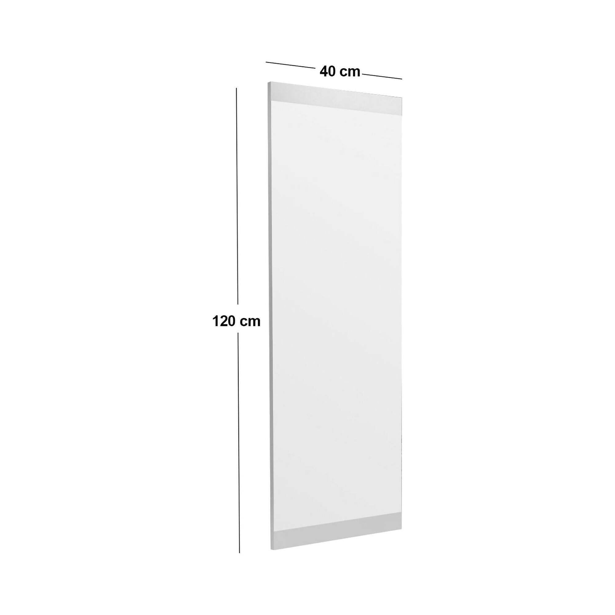 Specchio Fiammetta, Specchiera, Articolo d'arredo a muro, Decorazione con specchio, 40x2h120 cm, Bianco