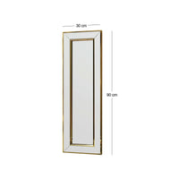 Specchio Auron, Specchiera, Articolo d'arredo a muro, Decorazione con specchio, 30x3h90 cm, Oro