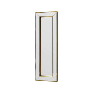 Specchio Auron, Specchiera, Articolo d'arredo a muro, Decorazione con specchio, 30x3h90 cm, Oro