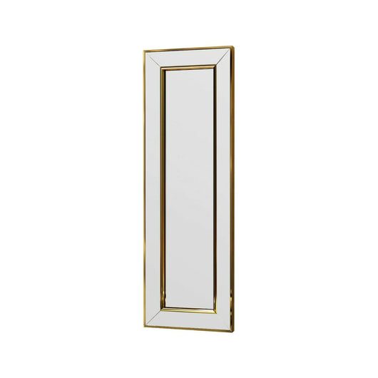 Specchio Auron, Specchiera, Articolo d'arredo a muro, Decorazione con specchio, 30x3h90 cm, Oro