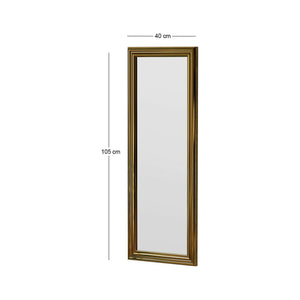 Specchio Lina, Specchiera, Articolo d'arredo a muro, Decorazione con specchio, 40x3h105 cm, Oro