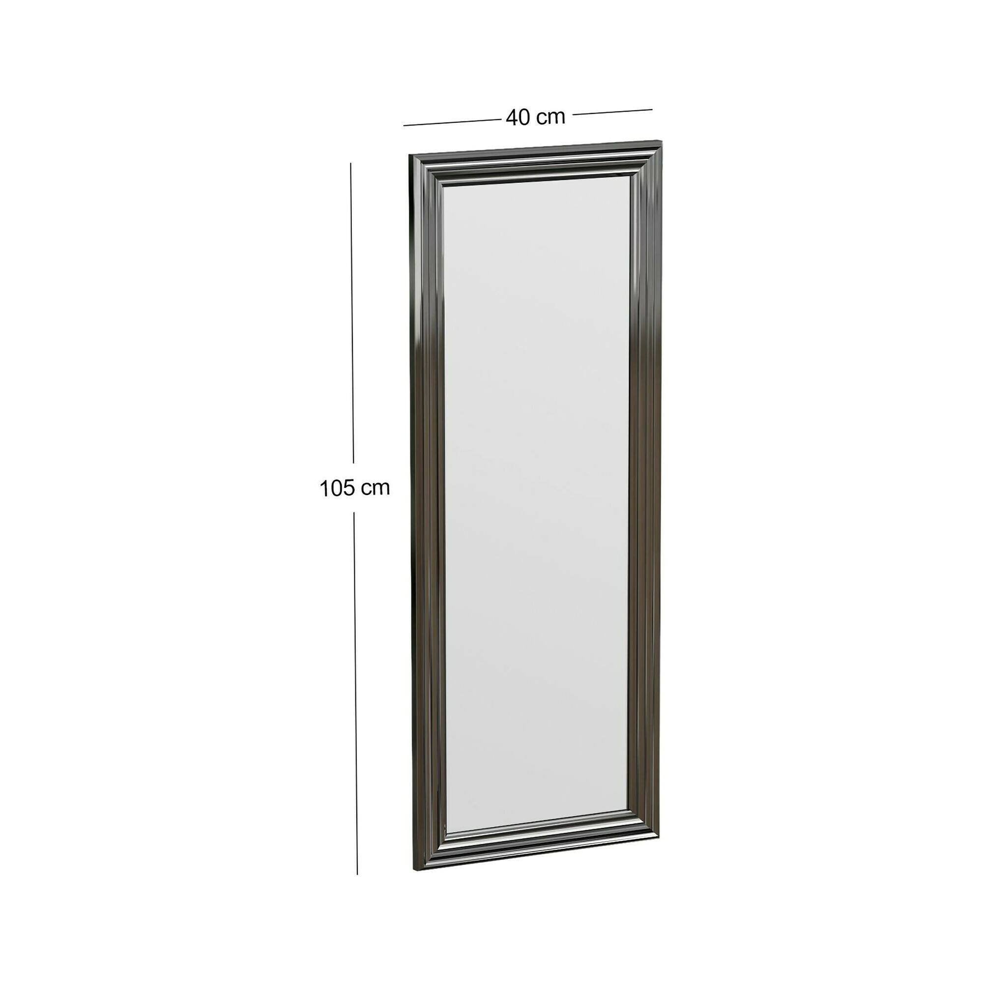 Specchio Lina, Specchiera, Articolo d'arredo a muro, Decorazione con specchio, 40x3h105 cm, Argento