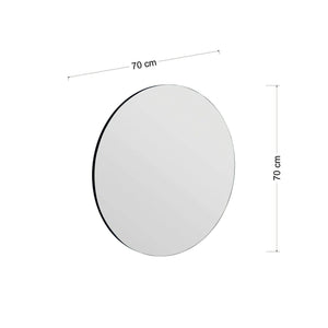 Specchio Bairo, Specchiera, Articolo d'arredo a muro, Decorazione con specchio, 70x2h70 cm, Nero