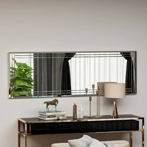 Specchio Mossano, Specchiera, Articolo d'arredo a muro, Decorazione con specchio, 40x2h120 cm, Bianco