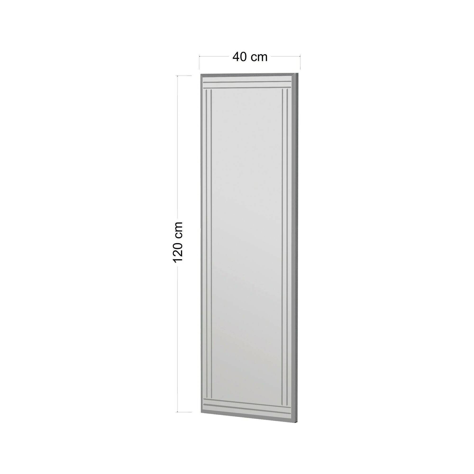 Specchio Mossano, Specchiera, Articolo d'arredo a muro, Decorazione con specchio, 40x2h120 cm, Bianco