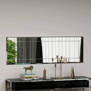 Specchio Bareggio, Specchiera, Articolo d'arredo a muro, Decorazione con specchio, 40x2h120 cm, Bianco