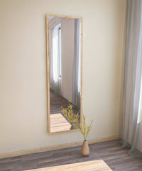 Specchio Dragone, Specchiera, Articolo d'arredo a muro, Decorazione con specchio, 50x2h160 cm, Rovere