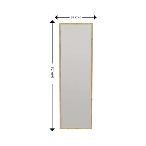 Specchio Dragone, Specchiera, Articolo d'arredo a muro, Decorazione con specchio, 50x2h160 cm, Rovere