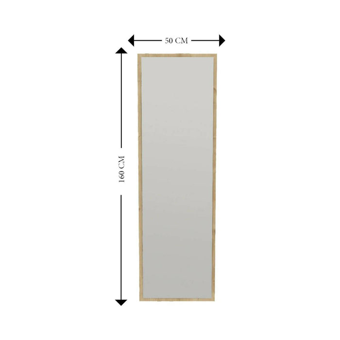 Specchio Dragone, Specchiera, Articolo d'arredo a muro, Decorazione con specchio, 50x2h160 cm, Rovere