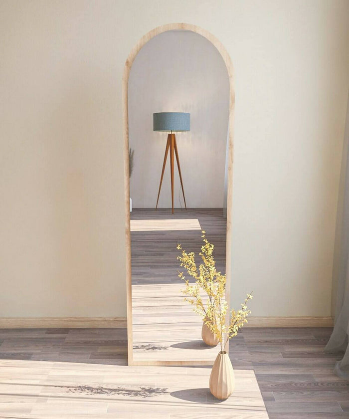 Specchio Artus, Specchiera, Articolo d'arredo a muro, Decorazione con specchio, 50x2h160 cm, Rovere