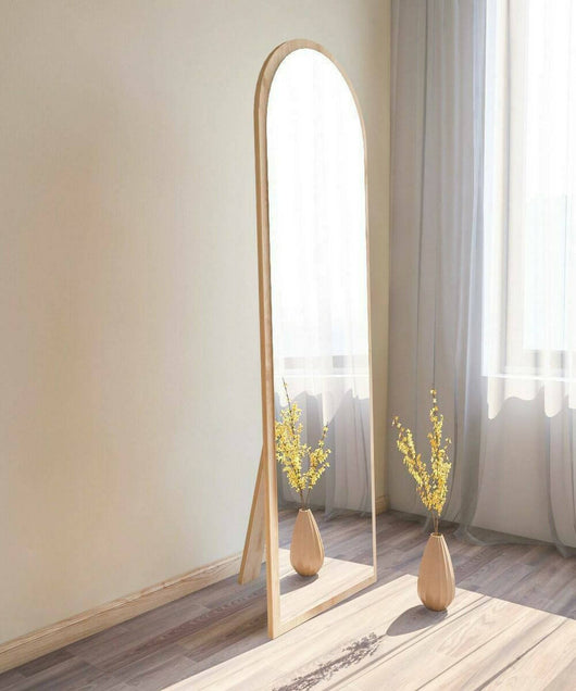 Specchio Artus, Specchiera, Articolo d'arredo a muro, Decorazione con specchio, 50x2h160 cm, Rovere