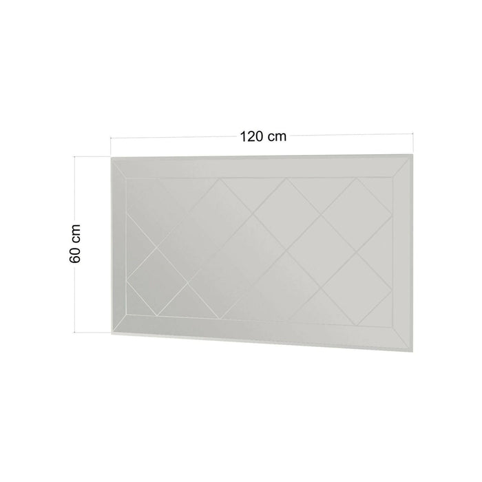 Specchio Nimfa, Specchiera, Articolo d'arredo a muro, Decorazione con specchio, 60x2h120 cm, Bianco