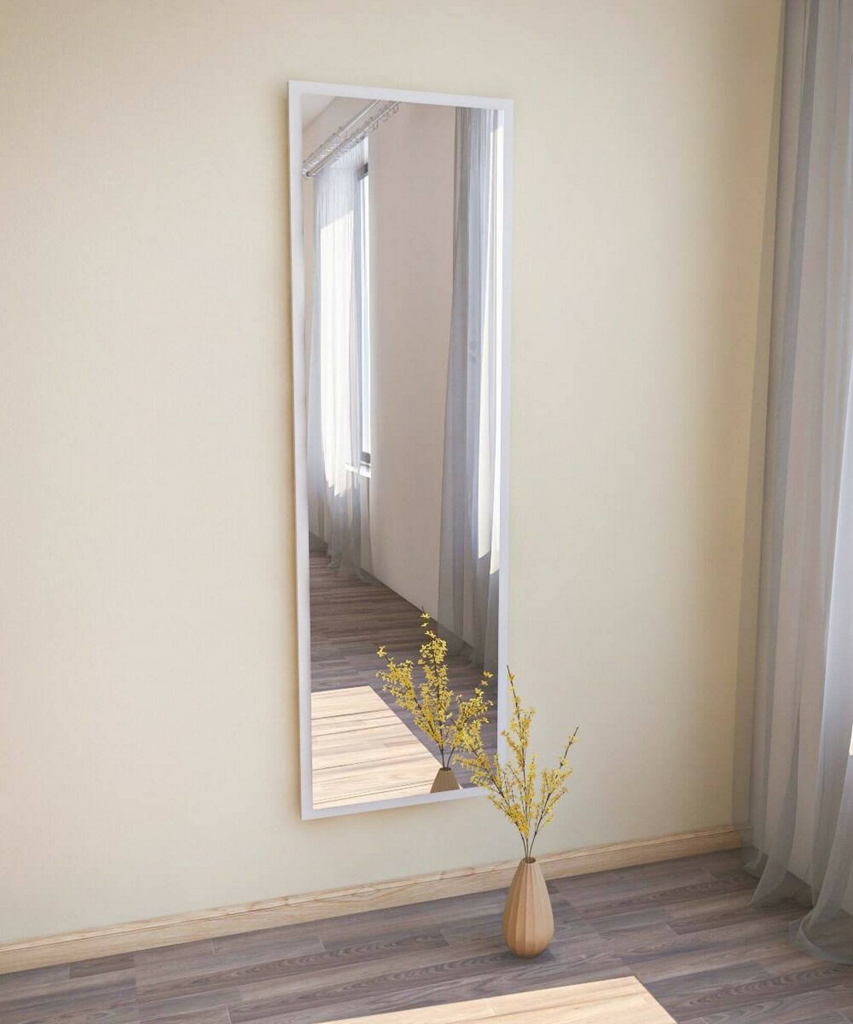 Specchio Dragone, Specchiera, Articolo d'arredo a muro, Decorazione con specchio, 50x2h160 cm, Bianco