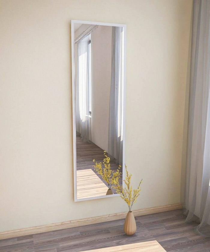 Specchio Dragone, Specchiera, Articolo d'arredo a muro, Decorazione con specchio, 50x2h160 cm, Bianco