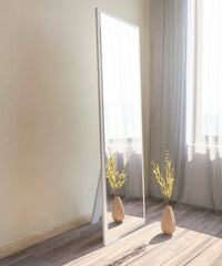 Specchio Dragone, Specchiera, Articolo d'arredo a muro, Decorazione con specchio, 50x2h160 cm, Bianco