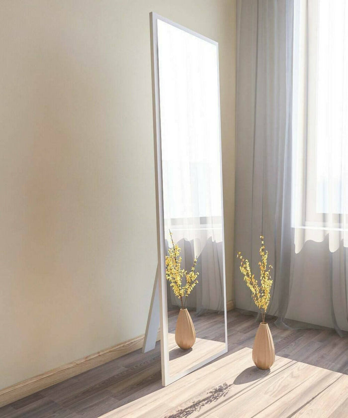 Specchio Dragone, Specchiera, Articolo d'arredo a muro, Decorazione con specchio, 50x2h160 cm, Bianco