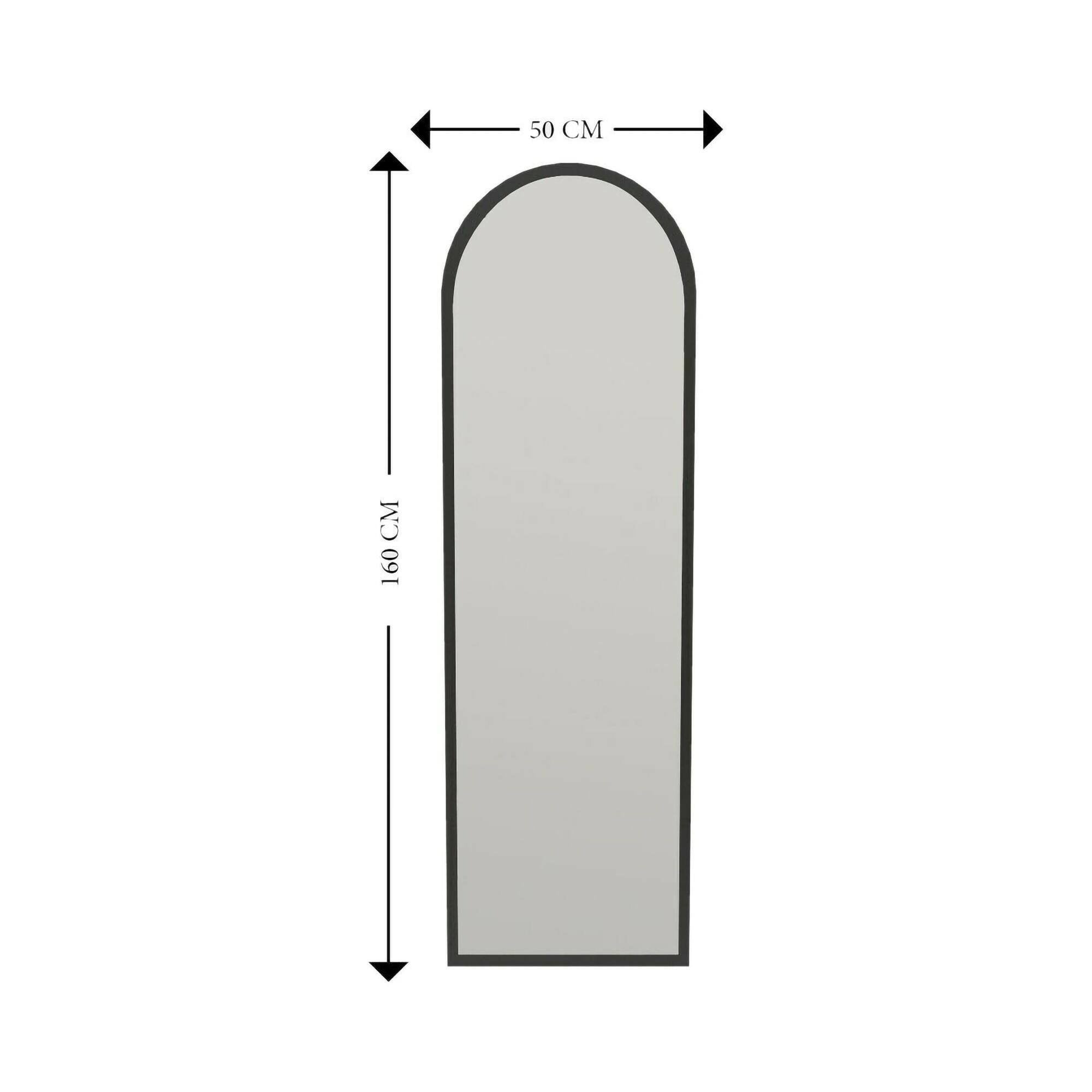 Specchio Artus, Specchiera, Articolo d'arredo a muro, Decorazione con specchio, 50x2h160 cm, Nero