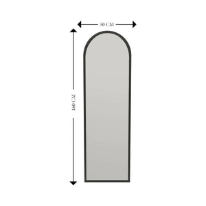Specchio Artus, Specchiera, Articolo d'arredo a muro, Decorazione con specchio, 50x2h160 cm, Nero