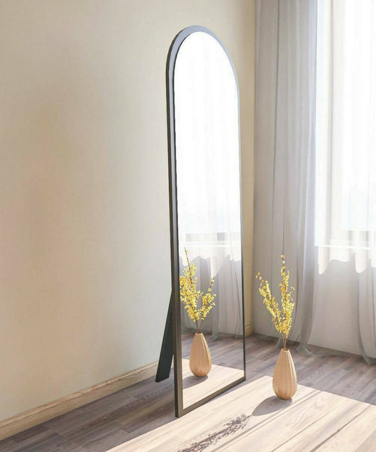 Specchio Artus, Specchiera, Articolo d'arredo a muro, Decorazione con specchio, 50x2h160 cm, Nero