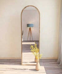 Specchio Artus, Specchiera, Articolo d'arredo a muro, Decorazione con specchio, 50x2h160 cm, Noce