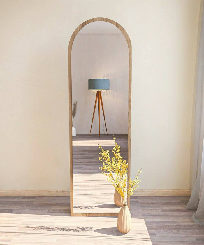 Specchio Artus, Specchiera, Articolo d'arredo a muro, Decorazione con specchio, 50x2h160 cm, Noce