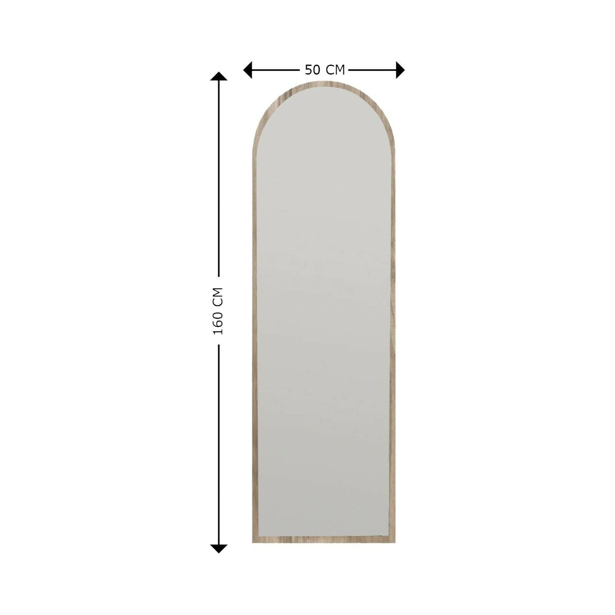 Specchio Artus, Specchiera, Articolo d'arredo a muro, Decorazione con specchio, 50x2h160 cm, Noce