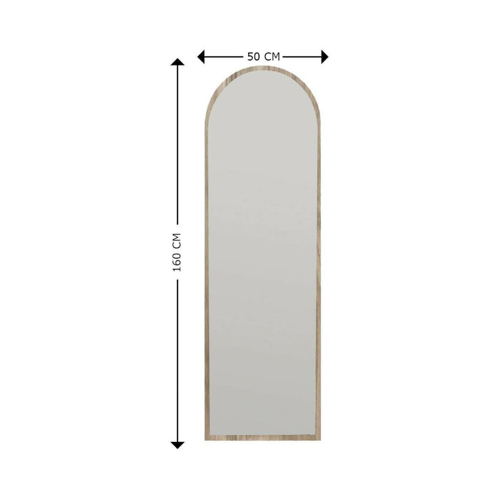 Specchio Artus, Specchiera, Articolo d'arredo a muro, Decorazione con specchio, 50x2h160 cm, Noce