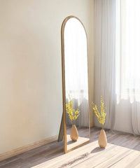 Specchio Artus, Specchiera, Articolo d'arredo a muro, Decorazione con specchio, 50x2h160 cm, Noce