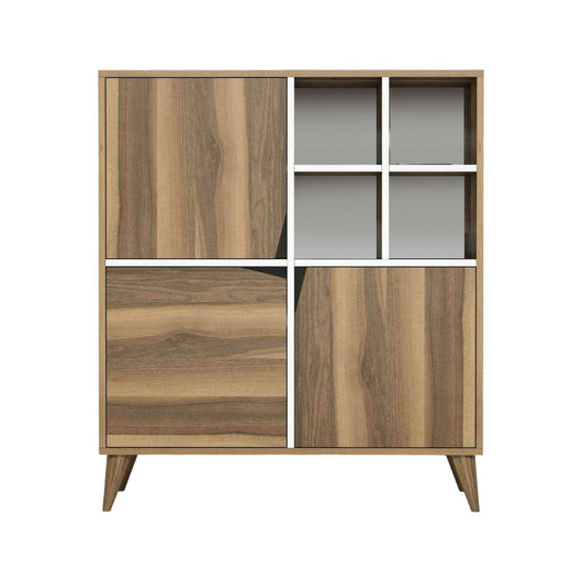 Credenza Barasso, Buffet da soggiorno, Madia da salotto, Dispensa da cucina, 100x30h115 cm, Noce e Bianco