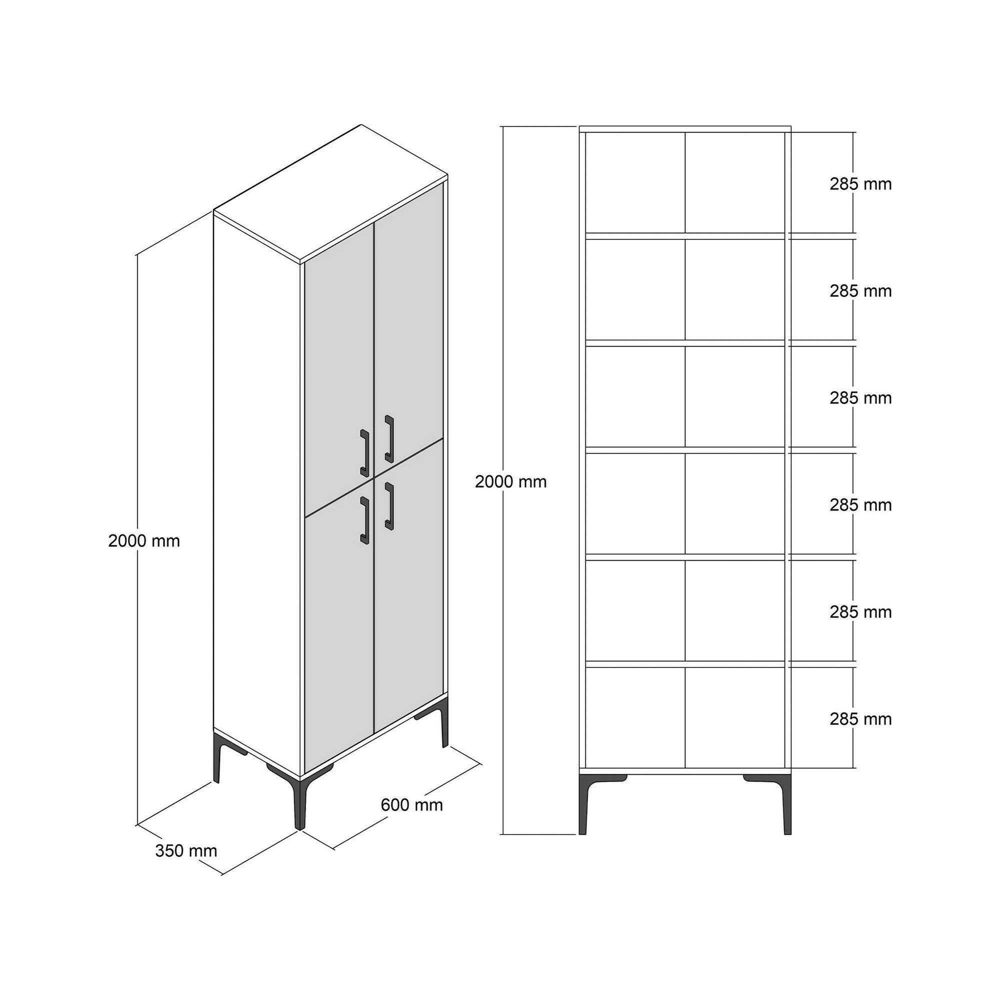 Armadio multiuso grande Amata, Mobile multifunzionale, Mobiletto scarpiera, Guardaroba porta scarpe, 60x35h200 cm, Noce e Antracite