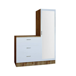 Mobile da ingresso Jaime, Entratina appendiabiti, Composizione per atrio, Consolle portaoggetti multifunzione, 60x47h72 cm, Quercia e Bianco