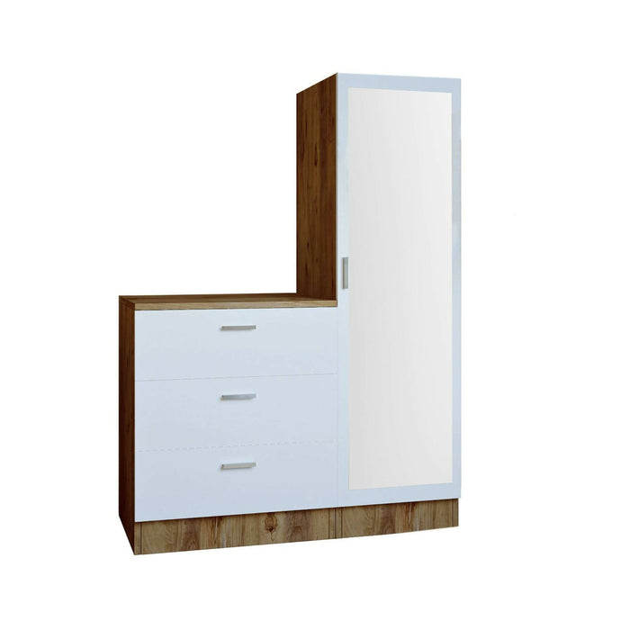 Mobile da ingresso Jaime, Entratina appendiabiti, Composizione per atrio, Consolle portaoggetti multifunzione, 60x47h72 cm, Quercia e Bianco