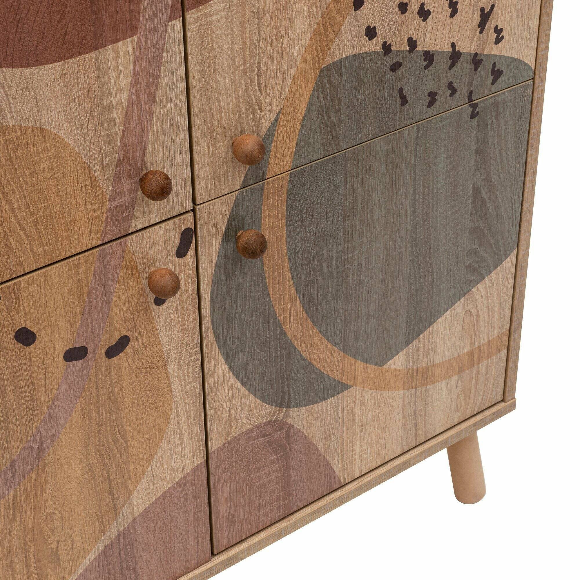 Credenza Agyemang, Buffet da soggiorno, Madia da salotto, Dispensa da cucina, 95x36h111 cm, Multicolore