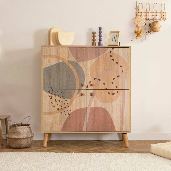Credenza Agyemang, Buffet da soggiorno, Madia da salotto, Dispensa da cucina, 95x36h111 cm, Multicolore