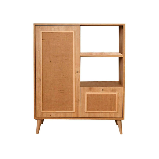 Credenza Jingu, Buffet da soggiorno, Madia da salotto, Dispensa da cucina, 90x40h110 cm, Quercia
