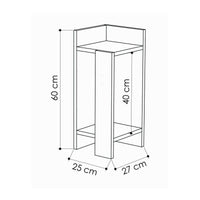 Comodino Asterix, Comò basso, Tavolino da notte, Mensola da letto, 25x27h60 cm, Bianco