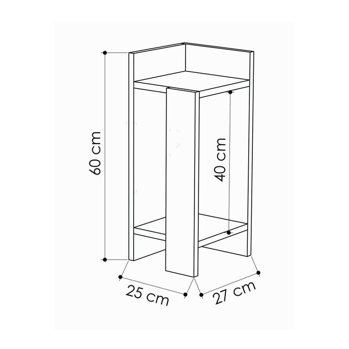 Comodino Asterix, Comò basso, Tavolino da notte, Mensola da letto, 25x27h60 cm, Bianco