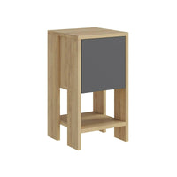 Comodino Filippa, Comò basso, Tavolino da notte, Mensola da letto, 30x30h55 cm, Quercia e Antracite