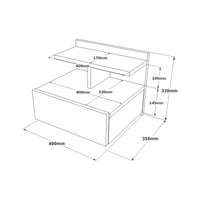 Comodino Aviatico, Comò basso, Tavolino da notte, Mensola da letto, 40x36h32 cm, Quercia