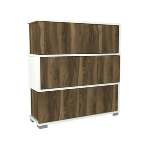 Scarpiera Astrubale, Mobile portascarpe, Armadio da ingresso multiuso, Mobiletto per calzature, 90x30h93 cm, Bianco e Noce