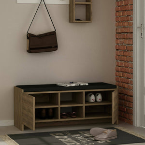 Scarpiera Axar, Mobile portascarpe, Armadio da ingresso multiuso, Mobiletto per calzature, 110x37h43 cm, Rovere