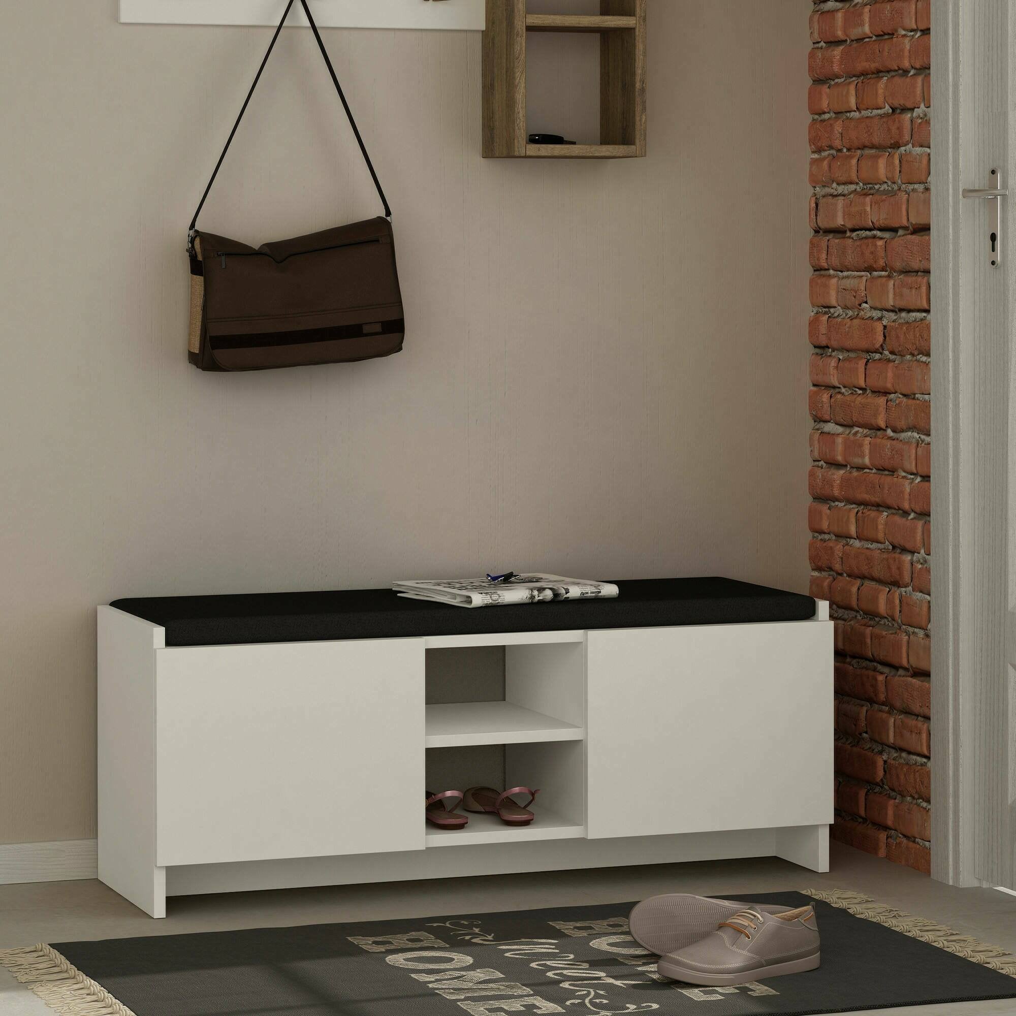 Scarpiera Axar, Mobile portascarpe, Armadio da ingresso multiuso, Mobiletto per calzature, 110x37h43 cm, Bianco